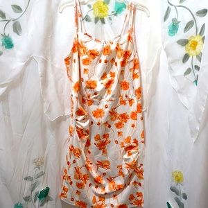 CURLBIUTY FLORAL ORANGE/WHITE SLEEVELESS DRESS SZ 2XL LINED
